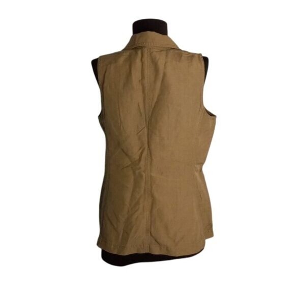 J. Jill S SP Womens Petite Silk Linen Blazer Vest Green - Picture 3 of 9